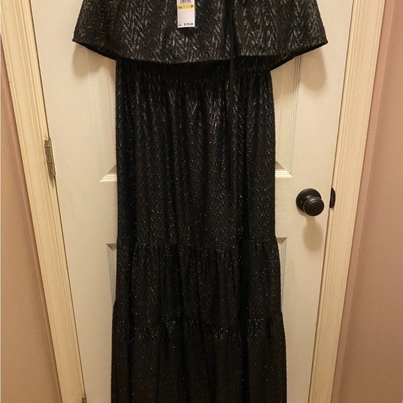 Michael Kors Dresses & Skirts - Michael Kors Peasant Top Black w/ Silver Sparkles Dress Sz Med NWT!!